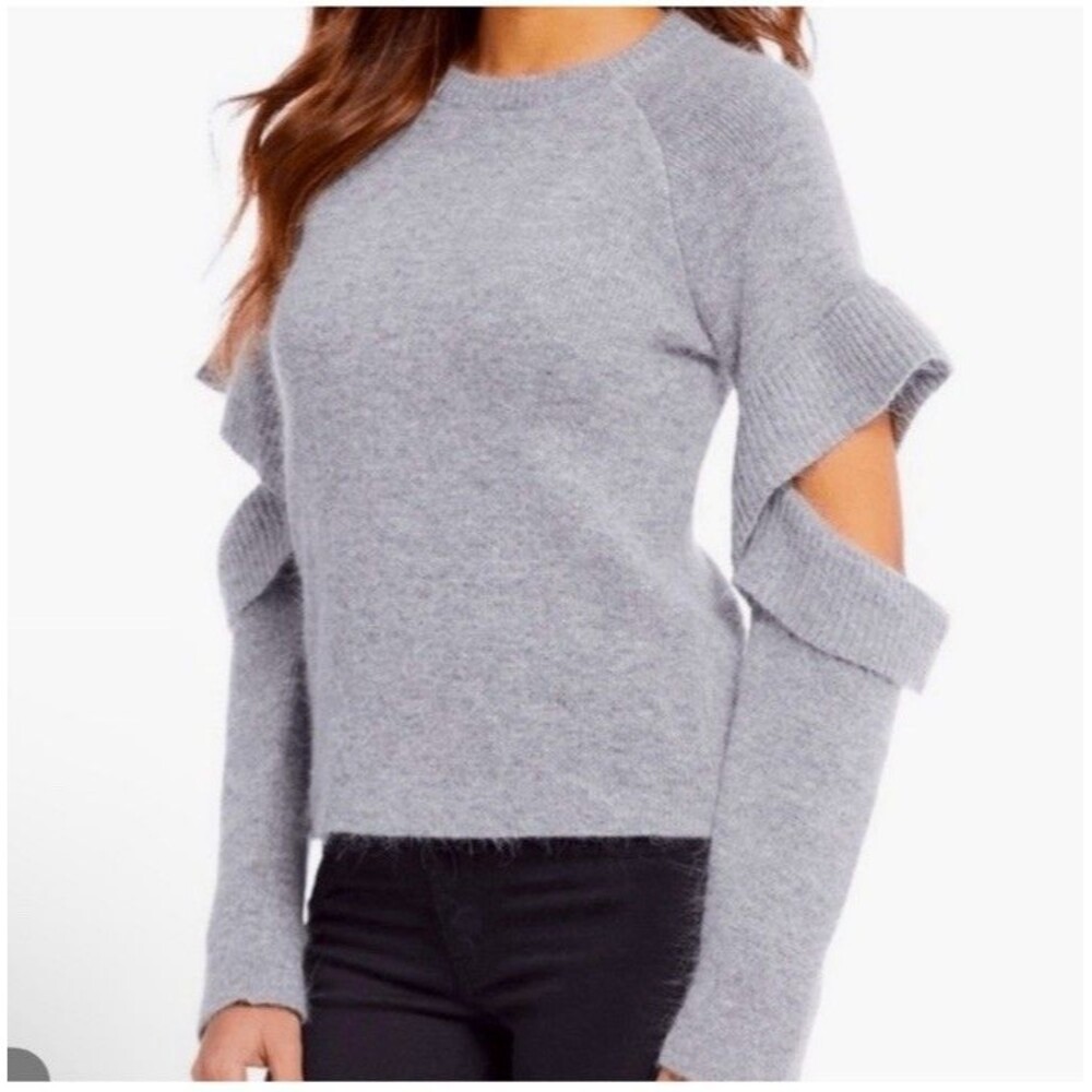 Endless Rose / Revolve  Ruffle Sweater in Heather Gray NWT Size L Large